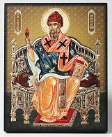 Икона на доске 13х15 объёмная печать, лак Спиридон Тримифунтский 2
