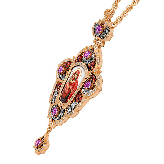 Панагия №7 / Фианиты, деколь, эмаль / золочение, серебрение