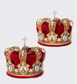 Венцы венчальные №3 / пара / филигрань, эмаль, финифть / золочение