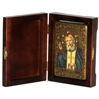 Икона ''Серафим Саровский'' из дуба ручной работы