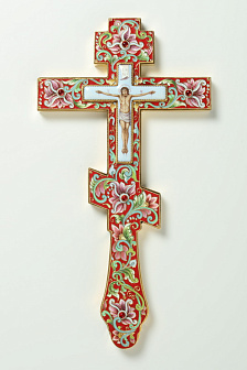 Крест напрестольный филигрань, эмаль, роспись, финифть / золочение Крест напрестольный филигрань, эмаль, роспись, финифть / золочение