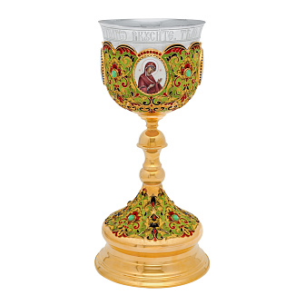 Потир 1.4л 4-финифти, филигрань, эмаль, роспись / золочение / серебряный стакан (УИН)