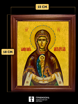 Икона Божьей Матери Албазинская, деревянная рамка со стеклом 15х18х2 см 1181