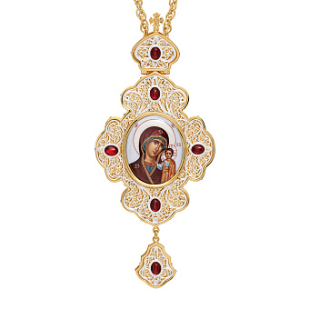 Панагия филигрань №0012 двойной рант финифть / золочение, серебрение / Казанская БМ