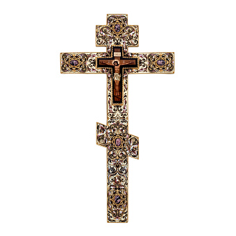 Крест напрестольный №3 / 1 живопись, филигрань выпильная, роспись / золочение Крест напрестольный №3 / 1 живопись, филигрань выпильная, роспись / золочение