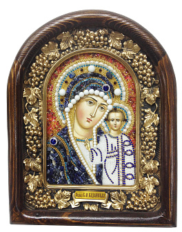 Казанская Пресвятая икона матери Божией с натуральными камнями