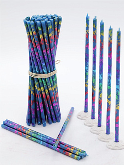 Свечи праздничные №80 (уп 50шт), СИНИЕ (Радужная лоза)