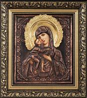 Икона Пресвятой Богородицы ФЕОДОРОВСКАЯ (ЗОЛОЧЕНИЕ, ПАТИНИРОВАНИЕ)