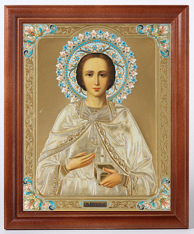 Икона в деревянной рамке 24х30 конгрев Пантелеимон