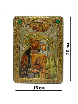 Настольная икона ''Петр и Февронья'' на мореном дубе