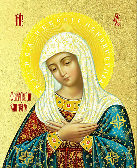 Икона Божией Матери "Умиление" с золочением поталью, 03У2-УЛ Икона Божией Матери "Умиление" с золочением поталью, 03У2-УЛ