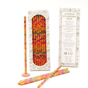 Свечи праздничные №20/40 (уп 10шт), ОРАНЖЕВЫЕ (Радужная лоза)