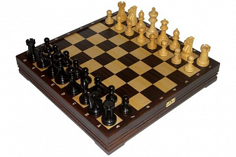 Шахматы классические стандартные деревянные утяжеленные, темн., 43*43см (высота короля 4,00")