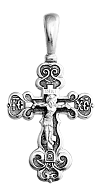 Нательный серебряный крест православный с чернением