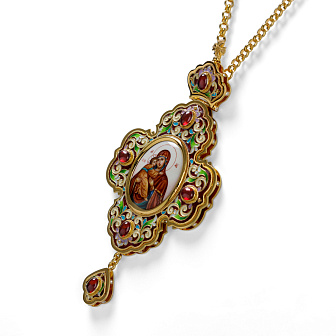 Панагия филигрань №0013 двойной рант финифть, эмаль / золочение