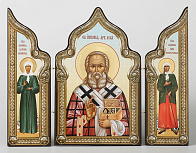 Складни деревянные 18х24 трехстворчатые, тиснение, арочные, фигурные, в упаковке Лука Войно-Ясенец. - Матрона -Ксения Петербургская