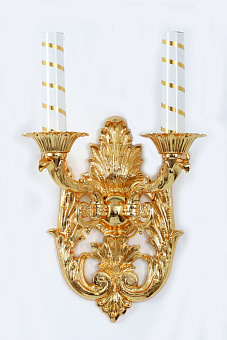 Лампада 2 свечи большая алюминиевая золочение