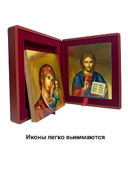 Каталог товаров pravzhizn Венчальные иконы Спаситель и Казанская с золочением УЛ 13х16 в складне "тростник" Венчальные иконы Спаситель и Казанская с золочением УЛ 13х16 в складне "тростник"