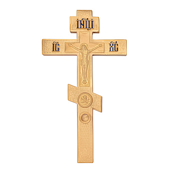 Крест напрестольный №2- 1 золочение с мощевиком Крест напрестольный №2- 1 золочение с мощевиком