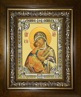 Икона Владимирская Божией Матери в деревянном киоте