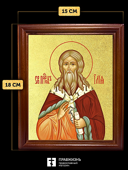 Икона Илия Фесвитянин пророк с золочением, деревянная рамка со стеклом 15х18х2 см 077