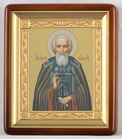 Икона в киоте 18х24 фигурный, темпера, рамка золочёная Сергий Радонежский 1