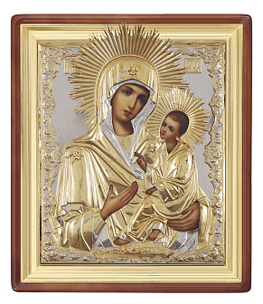 Икона живописная в киоте 70х90 масло, риза №188, киот №1 Тихвинская БМ