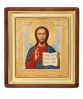 Икона с позолотой Спас Вседержитель писаная маслом