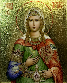 Икона Фотиния Светлана Самаряныня великомученица с золочением, узкая рамка 17,5х20,5х2 см