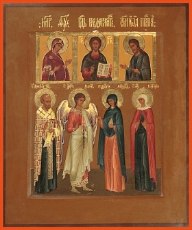 Икона ''Николай святитель, Ангел Хранитель, Мария Магдалина''