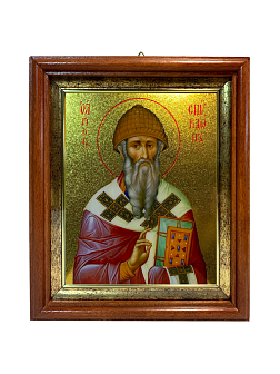 Именная икона Спиридон Тримифунтский золочение поталь 135