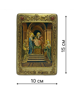 Настольная икона ''Сретение Господа нашего Иисуса Христа'' на мореном дубе