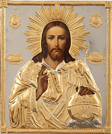 Икона живописная Спасителя 50х60, масло, риза №71, золочение