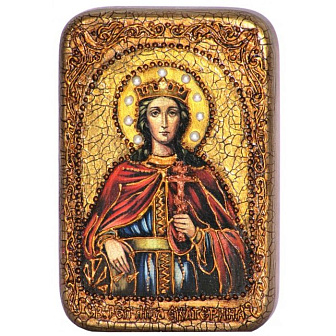 Икона ''Великомученица Екатерина'' ручной работы в футляре