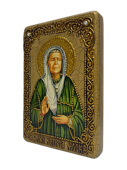 Настольная икона ''Блаженная старица Матрона Московская'' на мореном дубе