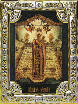 Икона освященная "Вертоград заключенный икона Божией Матери", 18x24 см, со стразами