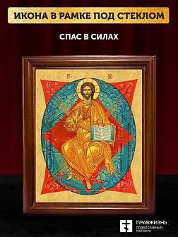 Икона Господа Иисуса Христа Спас в Силах, деревянная рамка со стеклом 15х18х2 см 1129