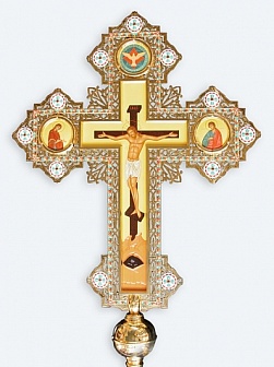 Крест-икона № 21а выпиловка гравировка фото на пластике золочение камни