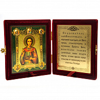 Складень (икона св. вмч. Пантелеимона Целителя с молитвой) 13х16 см