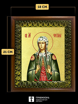 Икона Фотиния Светлана Самаряныня великомученица с золочением, деревянная рамка с басмой и стеклом 1