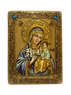 Икона Пресвятой Богородицы НЕУВЯДАЕМЫЙ ЦВЕТ (ПОДАРОЧНАЯ, РУЧНАЯ РАБОТА)