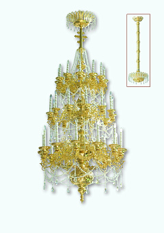 Паникадило 3 яруса 36 свечей золочение с хрусталём Паникадило 3 яруса 36 свечей золочение с хрусталём
