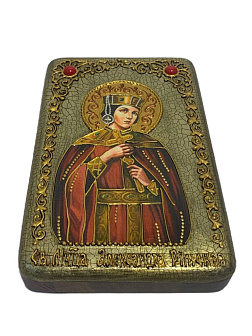 Настольная икона ''Святая мученица Александра Римская'' на мореном дубе