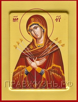 Икона Богородица Семистрельная с золочением