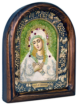 Икона из бисера и жемчуга ''Пресвятая Богородица Умиление''