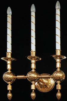 Лампада 3 свечи с шарами золочение