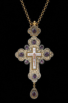 Крест наперсный филигрань №0021 финифть /золочение,серебрение/