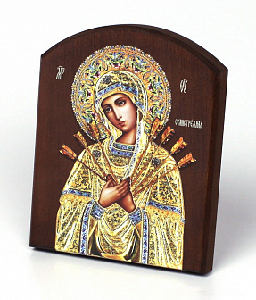Икона на доске 10х12 объёмная печать, арочная, лак Семистрельная БМ