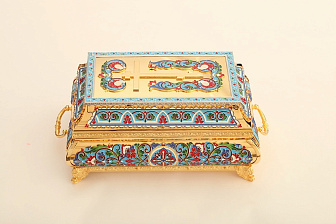 Ковчег для частиц святых мощей №36 гальванопластика золочение эмаль