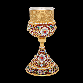 Потир 0.135л филигрань, эмаль / золочение / мельхиоровый стакан